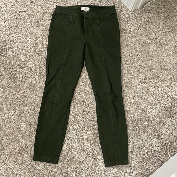 LOFT Outlet Army Green Sueded Skinny Ankle Pants - Picture 2 of 4